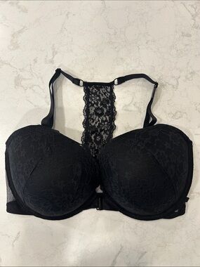 Victoria’s Secret Black Lace Racerback Front Closure Push-Up Bra 38DDD Plus NWT